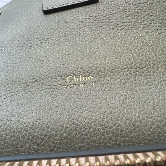 2F Chloe Clare medium Top Handle Chain Crossbody Satchel green gray leather - Picture 8 of 16